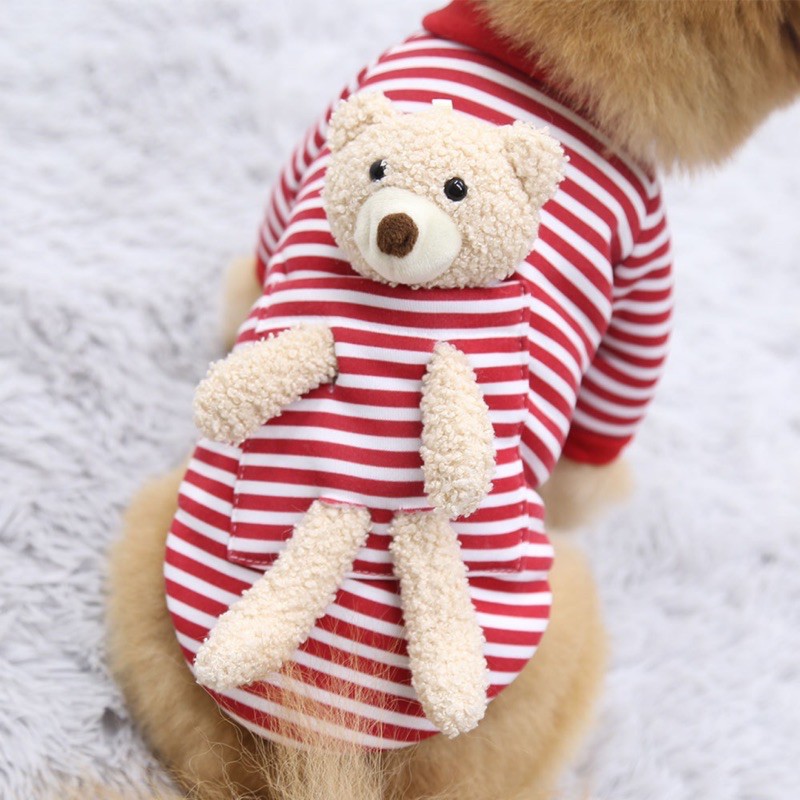 TAKE ME WITH YOU BEAR RED STRIPE (boneka bisa di lepas)