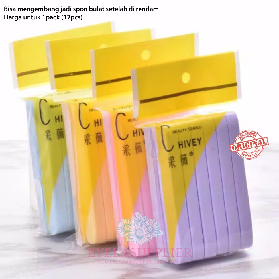 Spon cuci muka 1 pack Lusinan 12pcs Stick face facial sponge pembersih muka BB Glow Compressed Spons Kentang