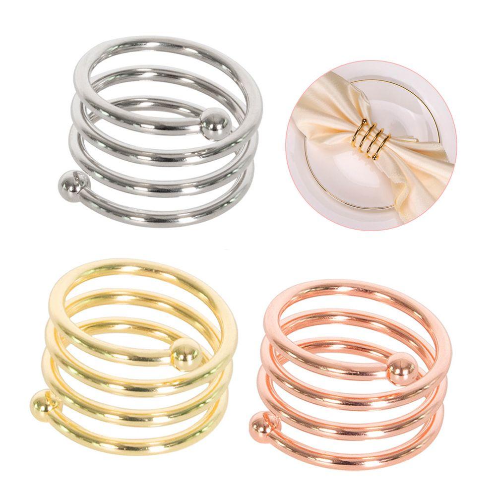 Wonder Napkin Rings Warna Kuning Emas Dekorasi Meja Metal Napkin Holders Buckle
