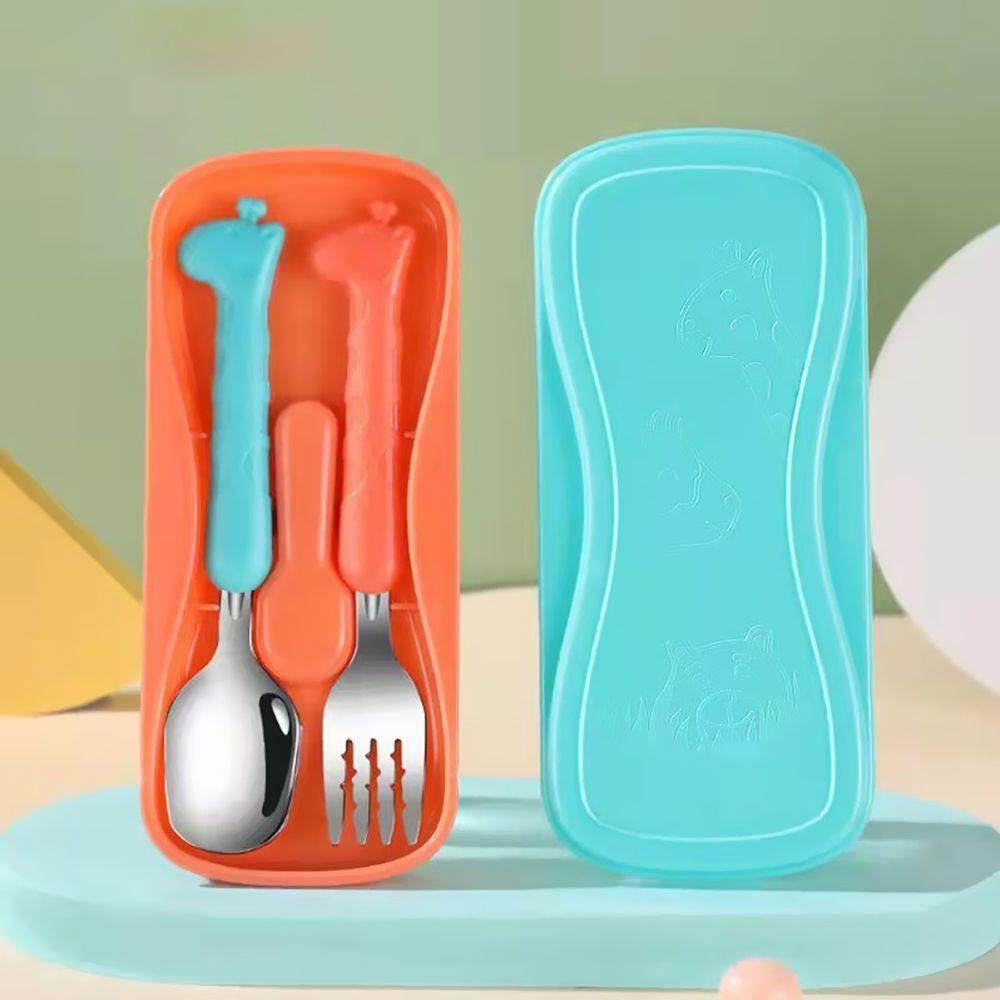 Solighter Set Peralatan Makan Bayi Dapat Digunakan Kembali Stainless Steel Anak Peralatan Makan Makanan Makan Sendok Garpu Balita Alat Makan