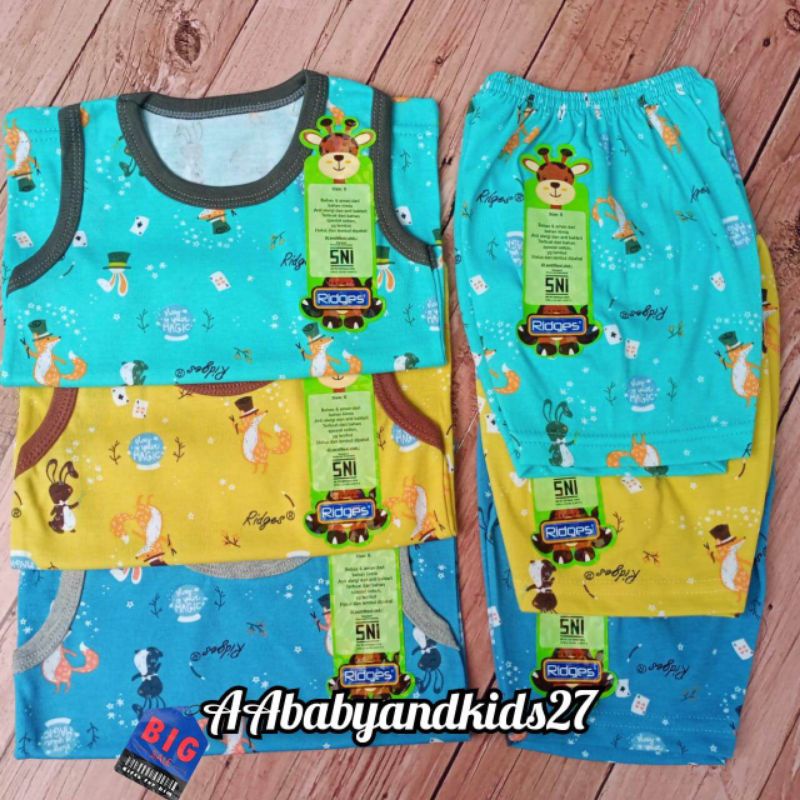 SATUAN!!!RIDGES SETELAN BAYI LENGAN KUTUNG UKURAN S M L XL MOTIF RANDOM