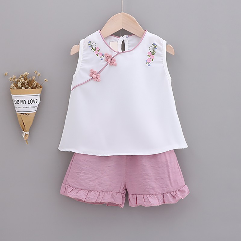 Beautybaby Set 2Pcs Kaos  T Shirt Casual Tanpa  Lengan  Motif 