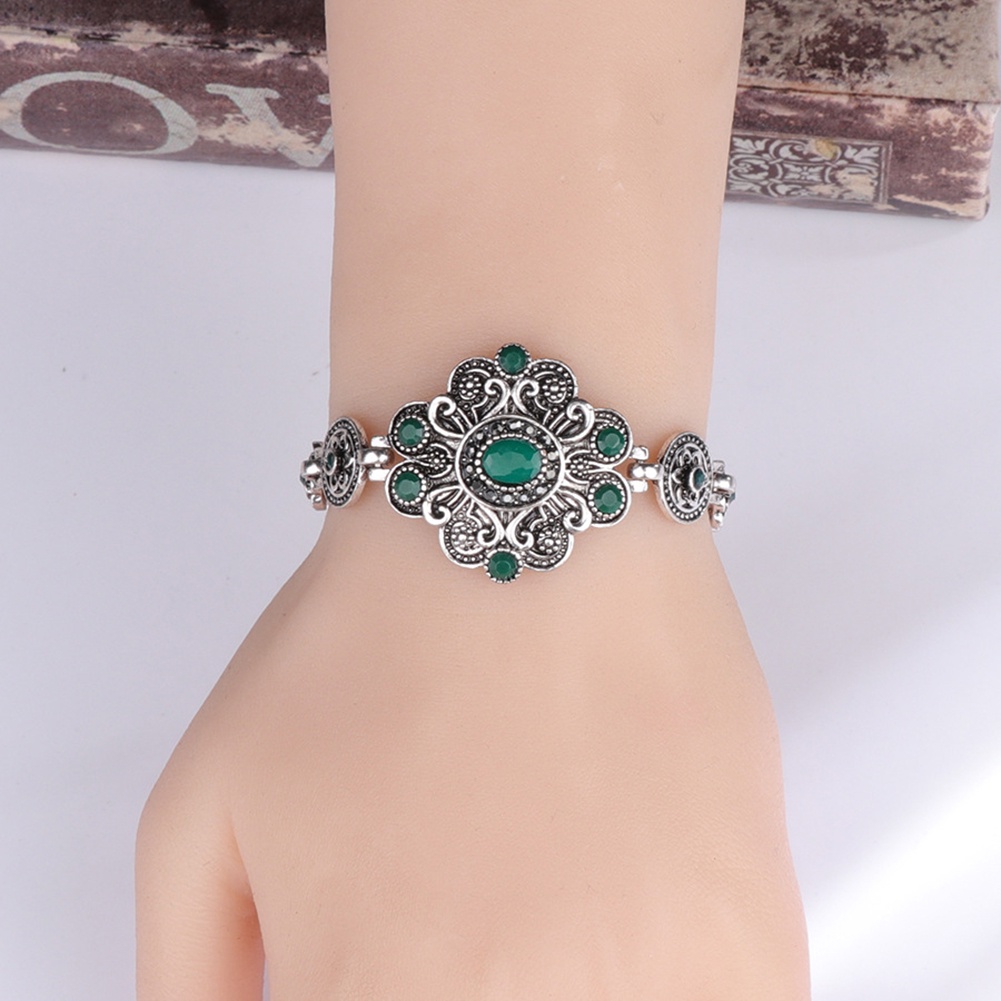 Hu Hu Hu Hu Hu Alat Bantu Pasang Kacamata♡ Gelang Bangle Vintage Wanita Desain Bunga Hias Batu Permata Imitasi Untuk Pestahadiah Ulang Tahun