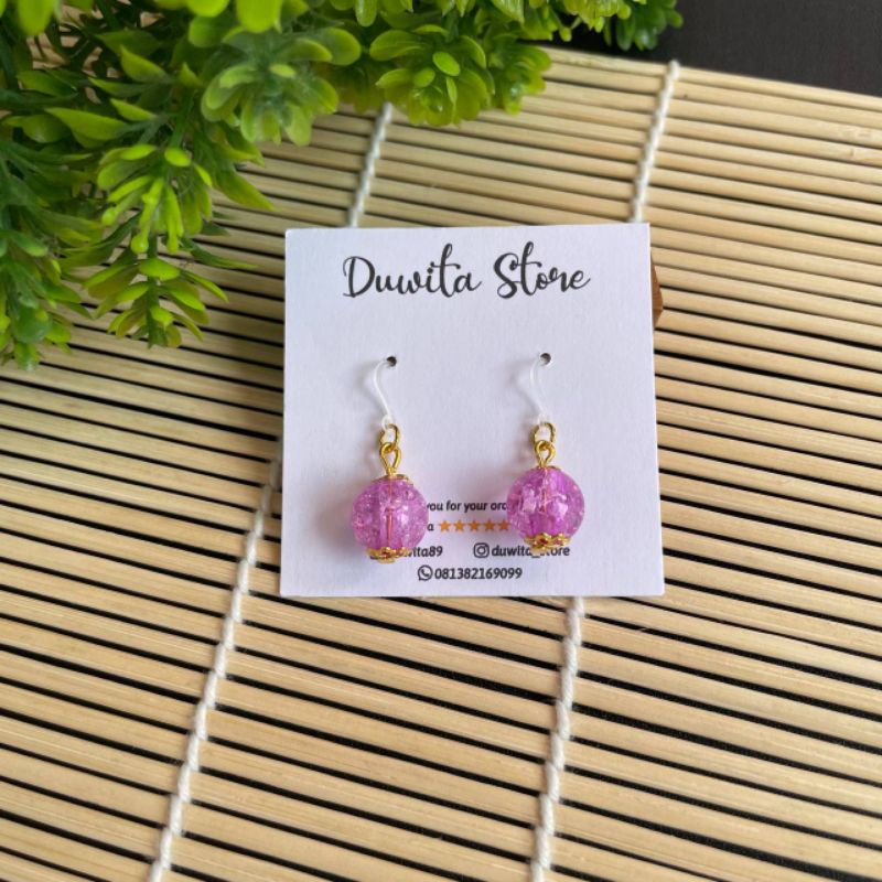 HANDMADE ANTING ANAK/DEWASA KAITAN PLASTIK MOTIF MUTIARA RETAK GOLD