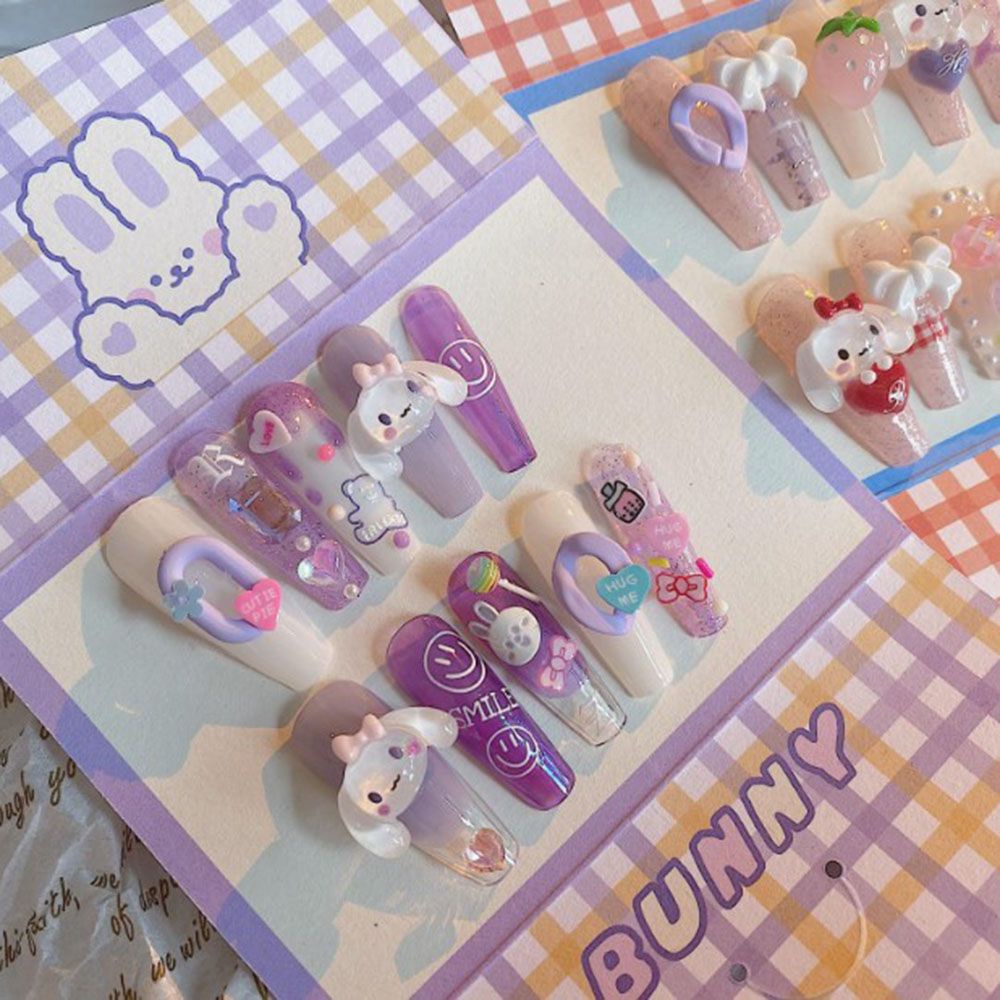 MXBEAUTY Japanese-style Puppy Nail Art Jewelry Cartoon DIY Nail Ornament Nail Art Decoration Cute Transparent Resin Lovely Big Ear Dog Manicure Accessories/Multicolor