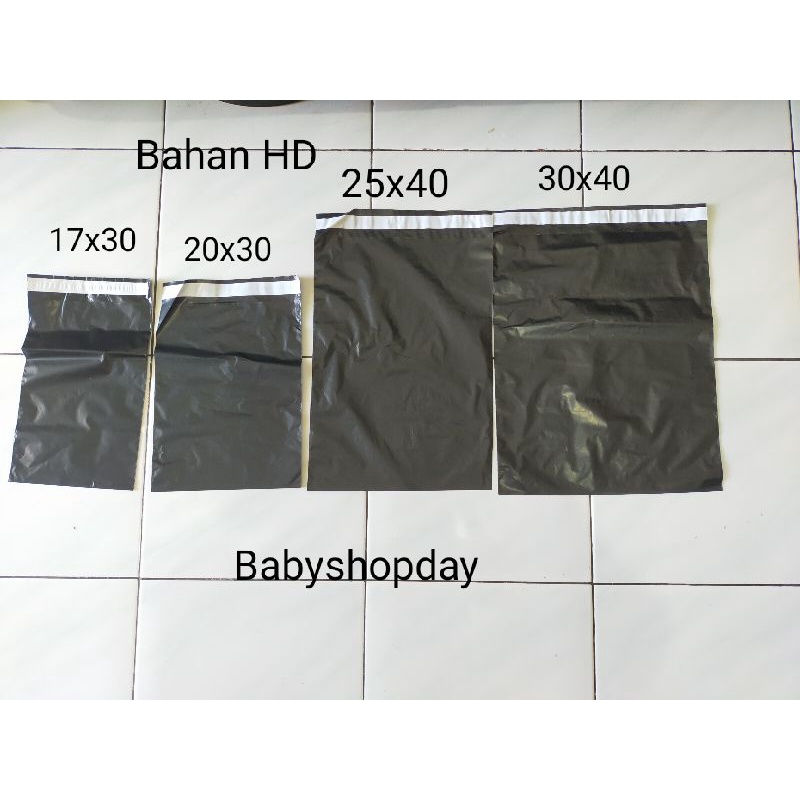 Polymailer packing online shop, Plastik polimailer Hitam Silver 20x30 Bahan HD