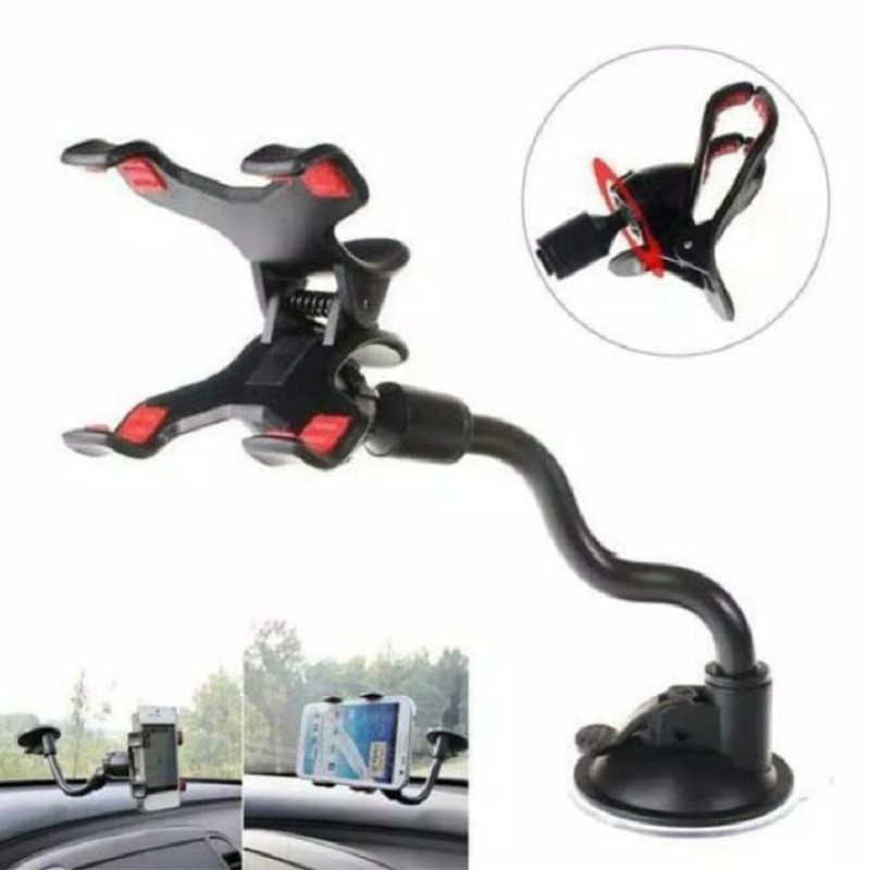 Holder Mobil Jepit 4 Cakar with Suction Cup Tempel Kaca Mobil /Soft Tube Car Holder Universal