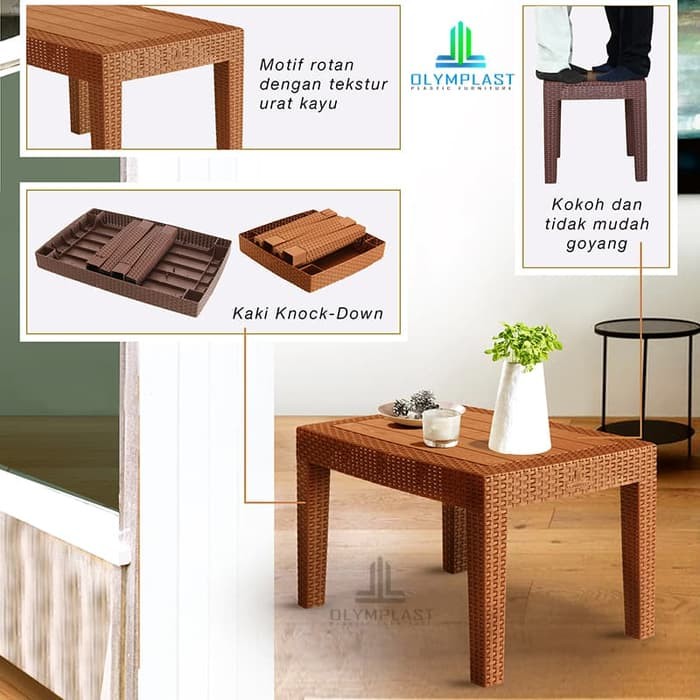 Meja Tamu Coffee Table Teras Rotan Anyaman OST-R - Olymplast