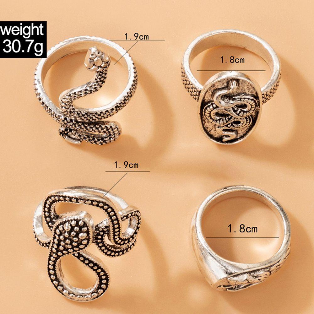 [Elegan] Ular Cincin set 7pcs/set 13pcs/set 4pcs/set Minoritas Pria Pasangan Fashion Alloy Hadiah Hari Valentine Gaya Korea Jari Cincin