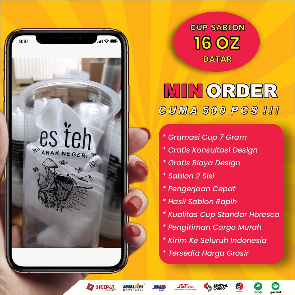 cup 16oz datar es teh anak negeri