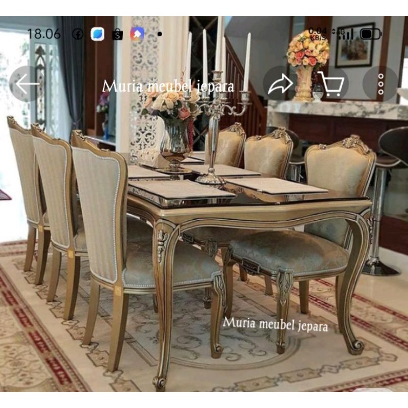 set meja makan mewah 6kursi