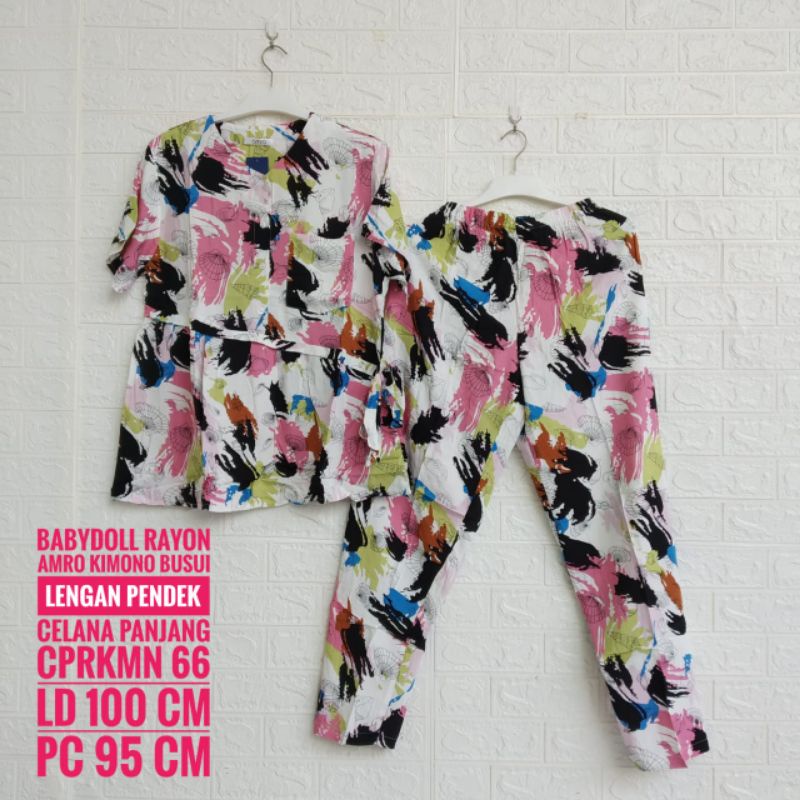 *Setelan Rayon Kimono AMRO Lengan Pendek Celana Panjang (CPRKMN)