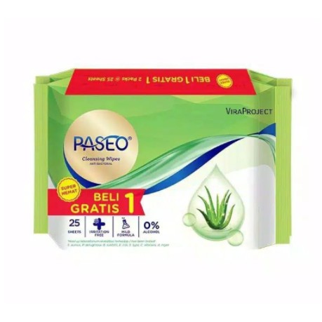 PASEO HIJAU wipes Antibacterial Cleansing Aloe Vera Tisu Tissu Basah A