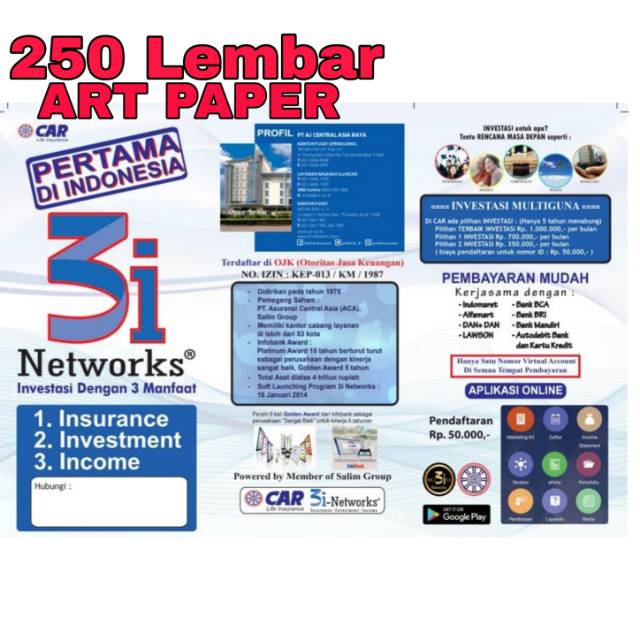 Brosur Car 3i Networks Simple 250 lembar bahan art paper