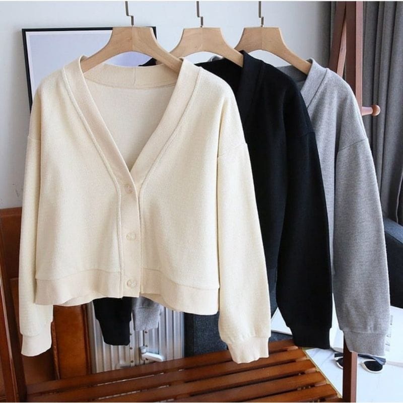 4539 Sweater Cardie Wanita | Lalisa Crooped Korean Style | Cardigan Crop Korean Style