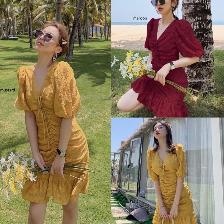 dress korean import / dress style brokat korea vintage bangkok impor / dres brokat korean import