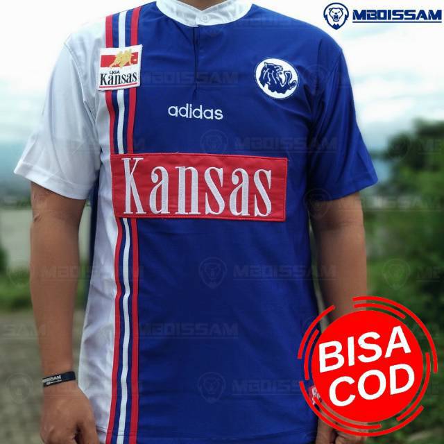 Baju Kaos Jersey Arema kansas retro jadul Aremania bahan paragon & full bordir mboissam musim 1997