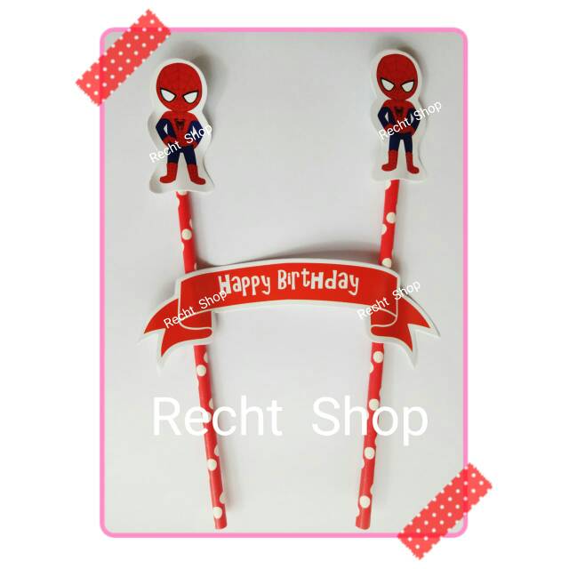 Topper cake hiasan kue ulang tahun karakter spiderman