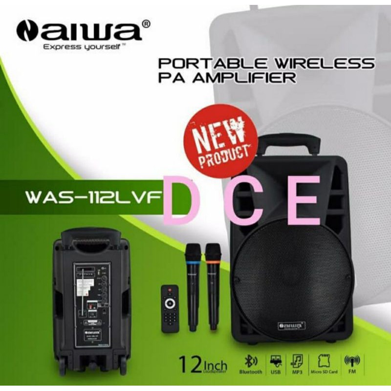 Speaker Portable Wireless AIWA WAS 112LVF 12Inch AIWA 112 LVF Original