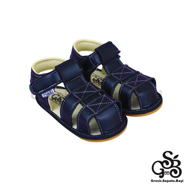 sendal bayi sepatu bayi sandal bayi  laki laki perempuan prewalker bayi  umur 2 - 12 bulan model casual S04 polos HITAM ringan fleksibel &amp; Anti Slip