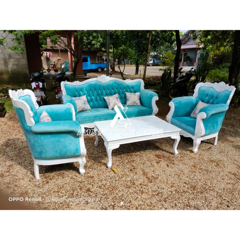 SET SOFA TAMU SHABY 311 MEJA DUCO (sofa tamu kursi tamu meja tamu)