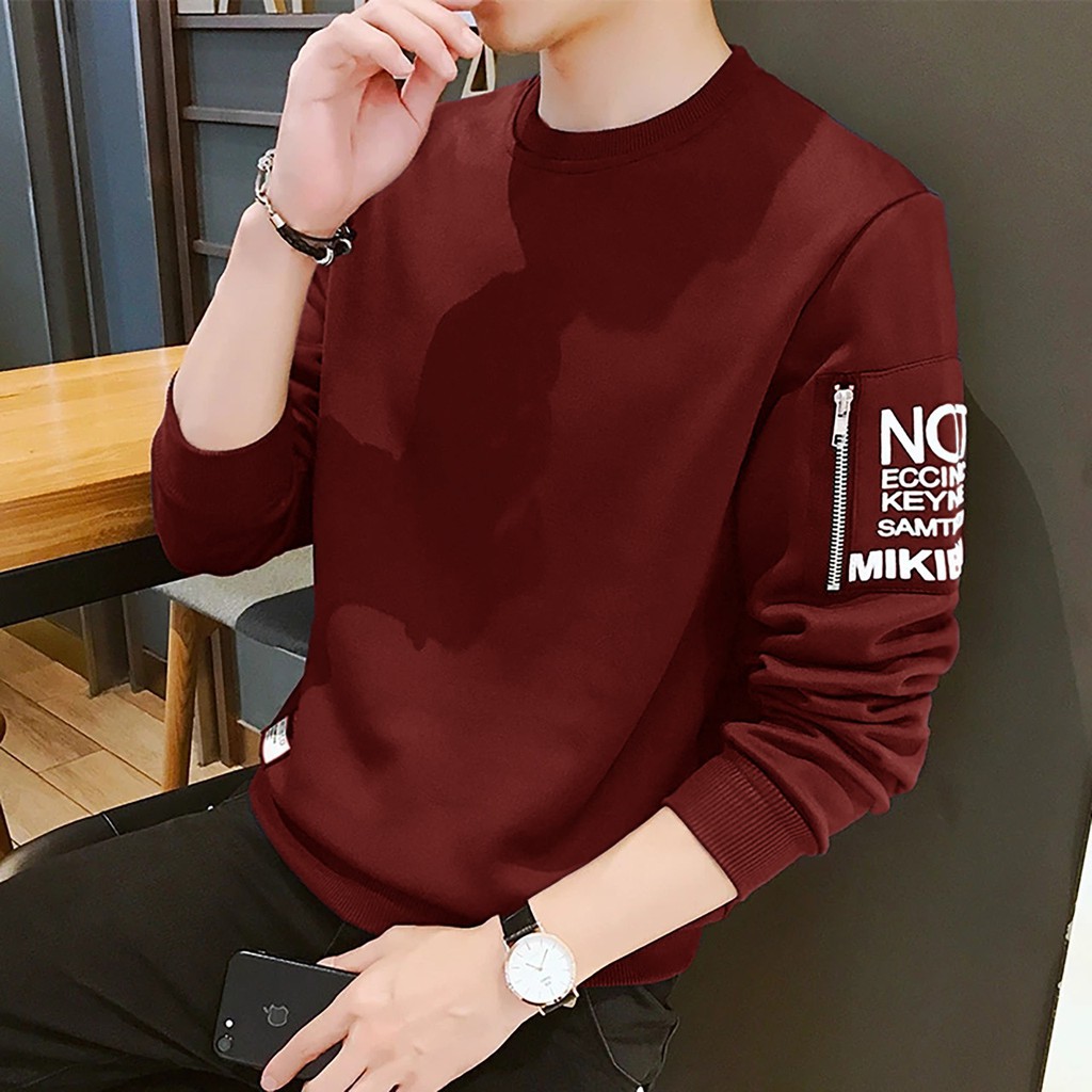 KIYOWO-Baju Atasan Koas Pria Lengan Panjang Martin Baju Sweater Cowok Casual