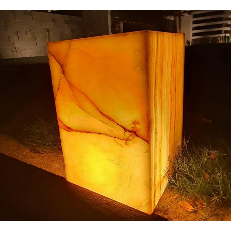 Kap Lampu Kubus Batu Onyx Tembus Cahaya