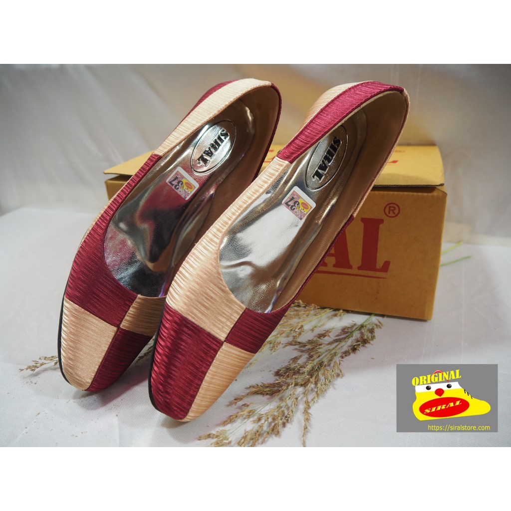 Sepatu High Heels Wanita Motif 2 Warna Krem-Maroon S04R01B4 / Sepatu Wanita / High Heels Wanita