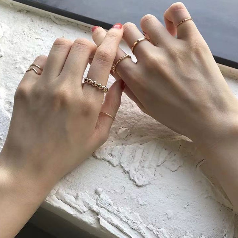 Fashion Korea Kombinasi Terbaru Cincin Sederhana Liar Aksesoris Mode-Won