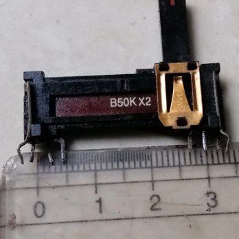 Potensio Geser 3,5cm Tipis Tape Deck Polytron Dek Stereo CT kaki 4-4 - 50k x 2