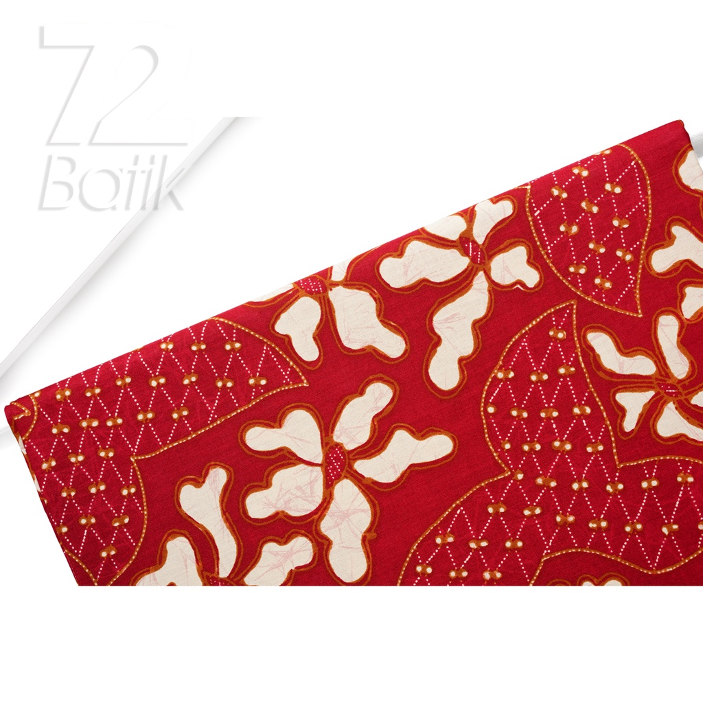 KAIN BATIK PREMIUM Bahan Katun Motif Daun Singkong Warna Merah 721477 Cap 72 Jarik Jarit Samping Kebat Panjang Batik Katun Modern Premium Bahan Seragam Batik Pernikahan Kantor Keluarga Murah Kamen Jadi Batik Bali Lembaran