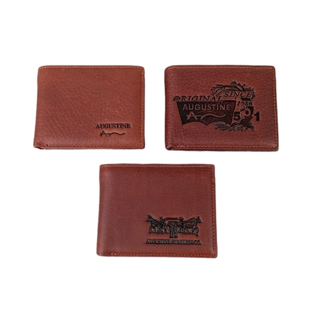 Dompet Pria AGST-805 Kulit Asli Bifold Coklat Polos