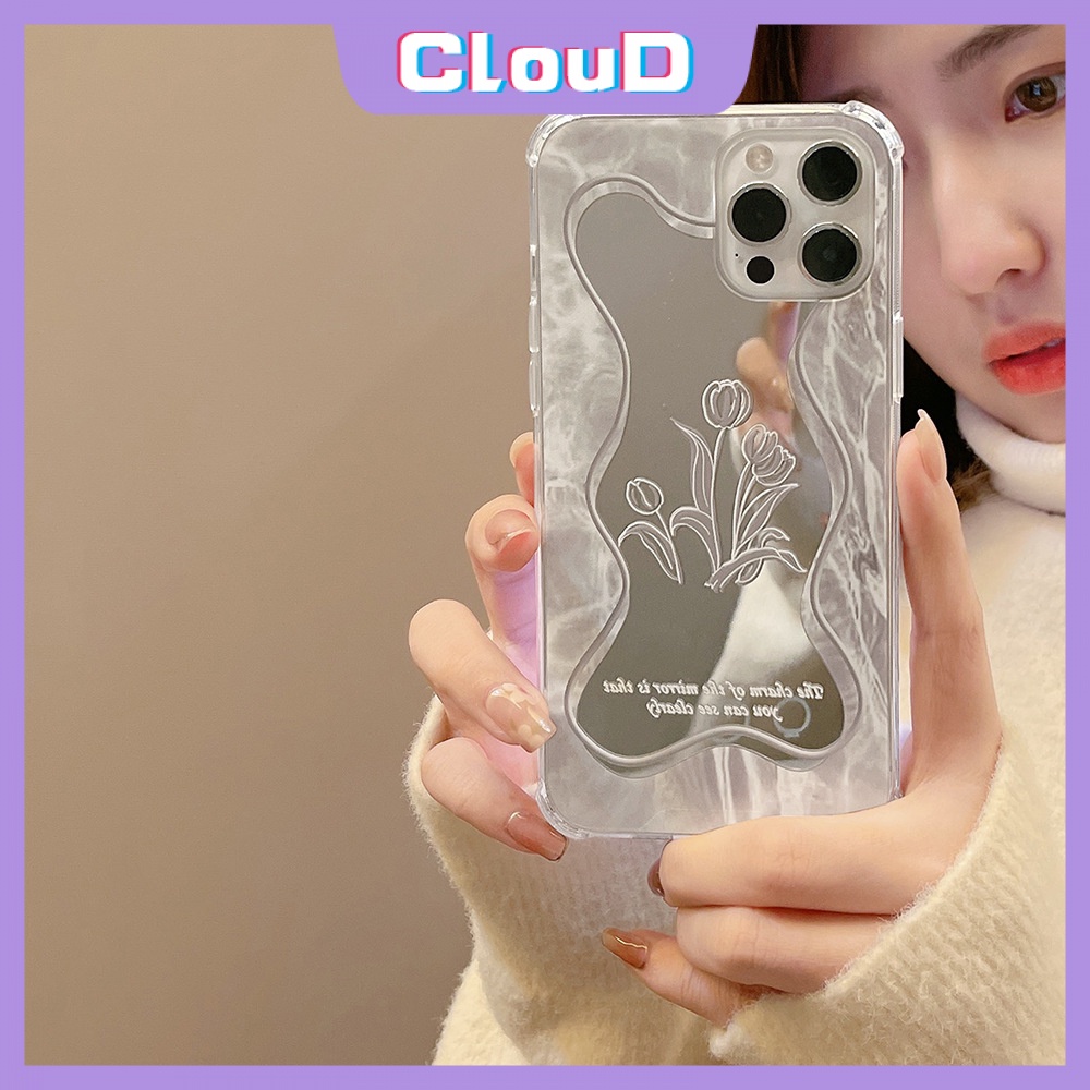 Soft Case TPU Motif Bunga / Bulan / Daun / Cermin Untuk IPhone 11 13 12 Pro Max 7 8 Plus XR X XS Max SE 2020