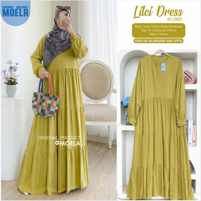 Biumi Dress Gamis Polos Jumbo Allsize Busui Premium Twill Catton Rayon Original Ori Moela Berlabel-Lilci lime