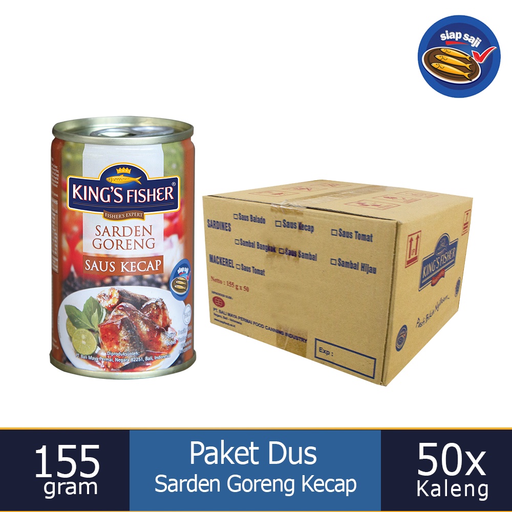 

KtmStore Paket 1 dus 50 pc King's Fisher Sarden goreng saus kecap Kaleng 155g