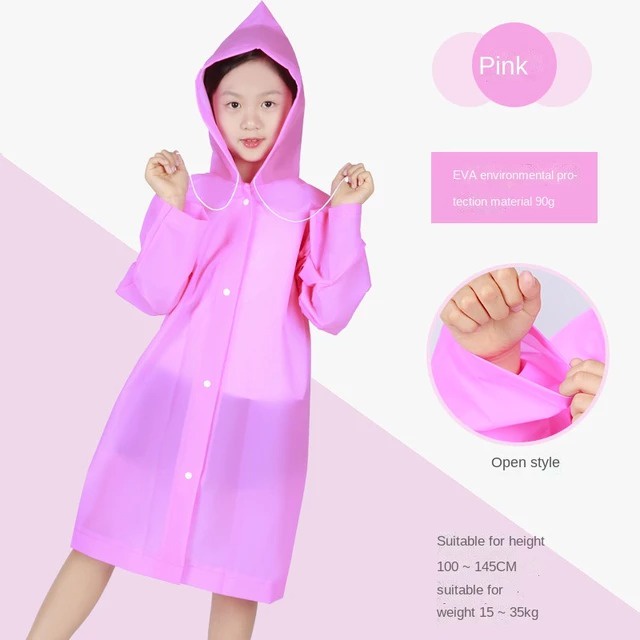 Jas Hujan Anak Laki Laki Korea Polos Mantel Perempuan Terusan Ponco Raincoats Kids W3