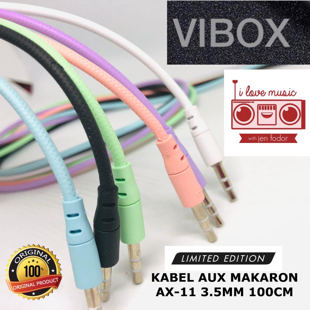 Kabel AUX AUDIO Jack 1in1 untuk Handphone / komputer ke speaker KABEL AUX MACARON VIBOX