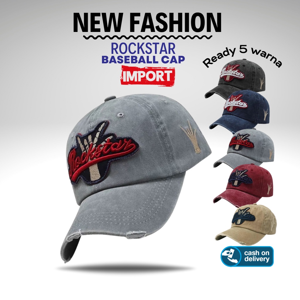 Topi Baseball Outdoor Casual Basebal Fashion Pria Original Distro Rockstar Keren Import Dewasa Sablo