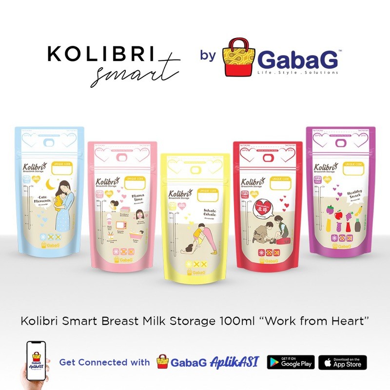 GABAG KANTONG ASI KOLIBRI SMART 100 / 120 / 150 / 180 ML isi 30 pcs - QR Code + Thermal Sensor