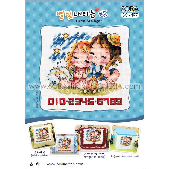 Paket DIY Craft Sulam Sulam Kristik / Cross Stitch Sodastitch SO-497 - Little Starlight Korea Couple