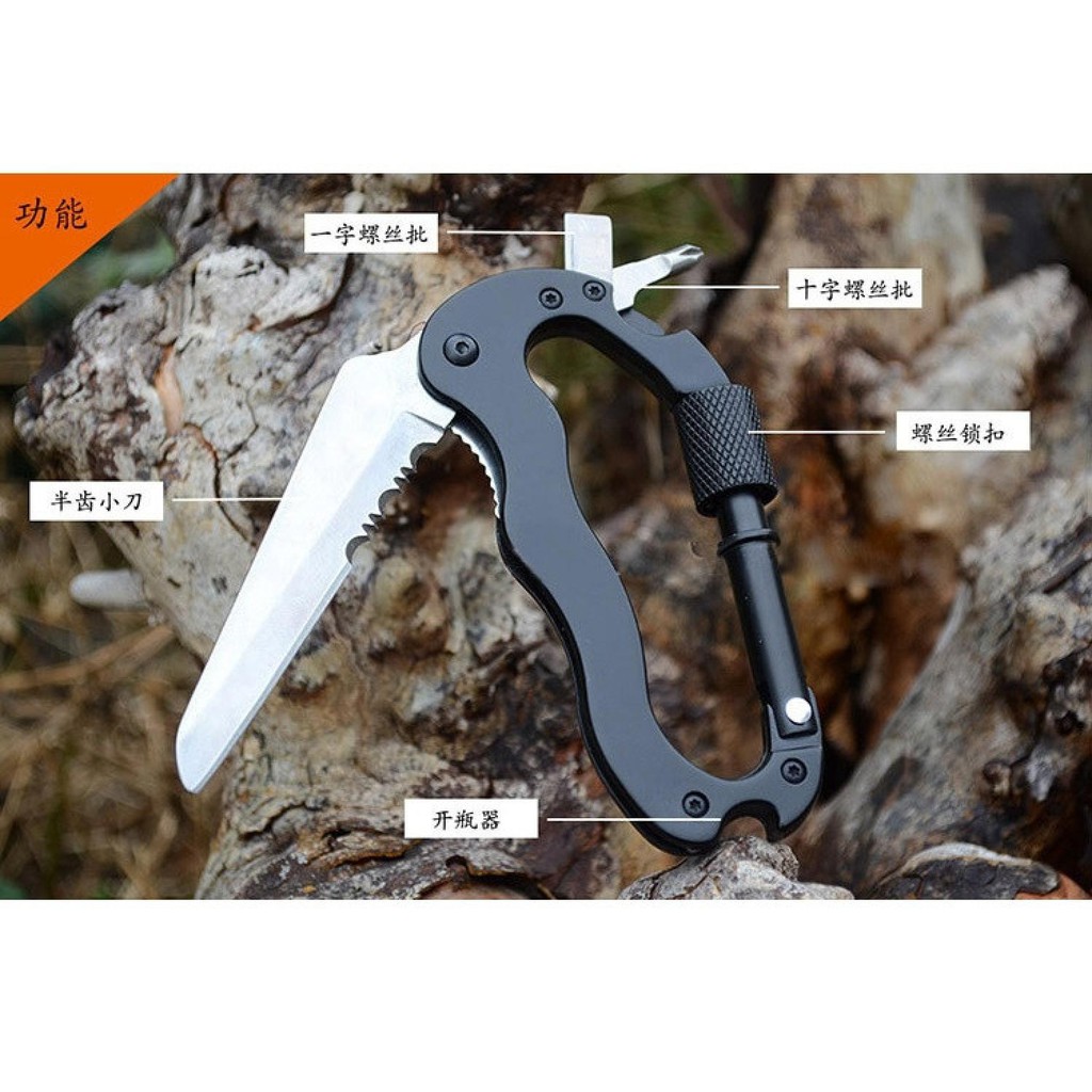 Karabiner Lipat 5 In 1 Knife Survival Edc Jm