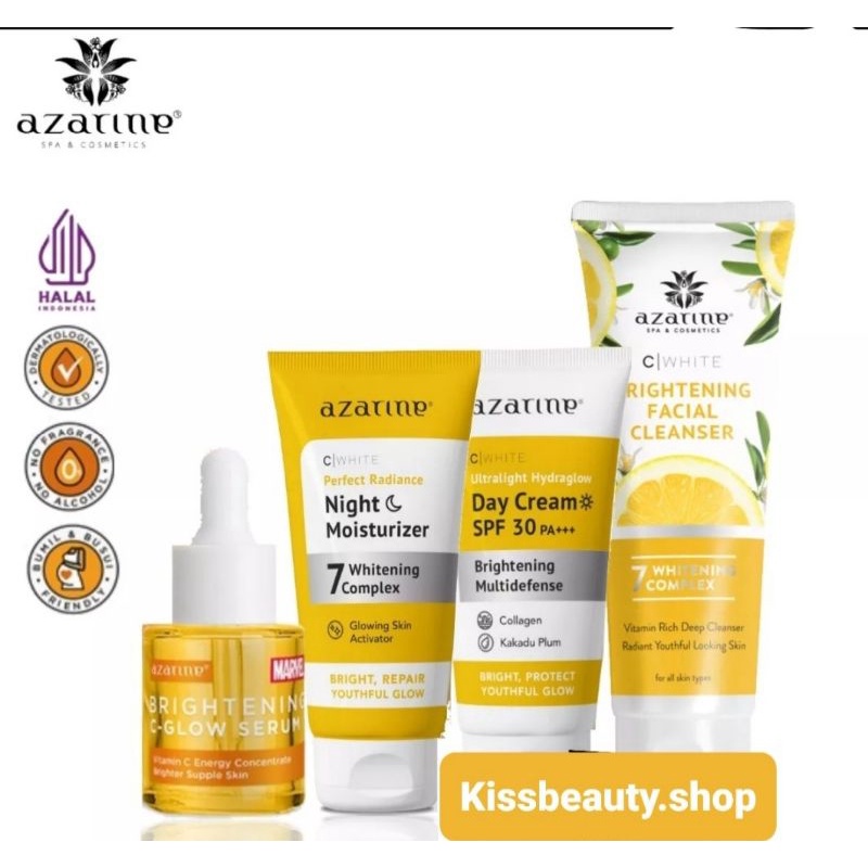 Paket Pemula Azarine C-White Mencerahkan 4pcs - (Facial Cleanser 50ml + Serum 20ml + Day Cream 25gr 