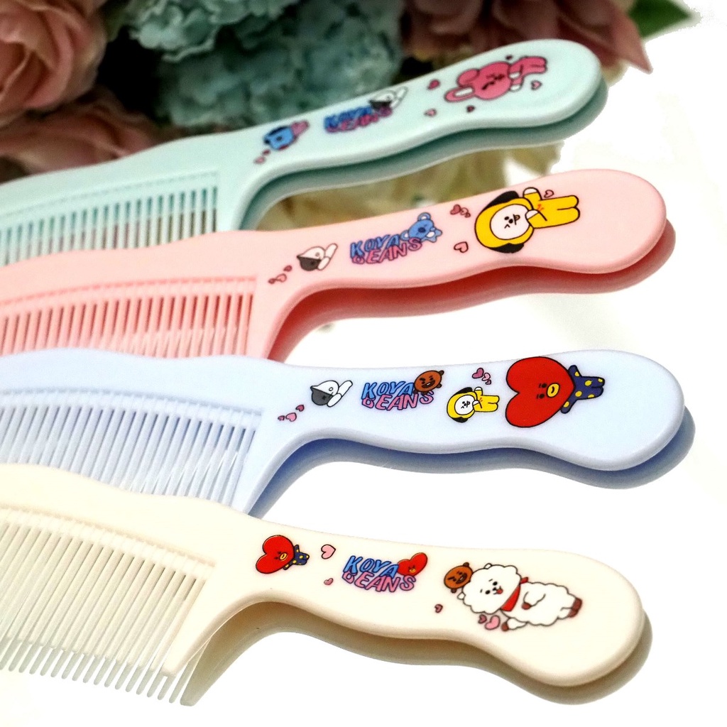 Sisir Gagang Karakter BT21 Sisir Rambut Rapat Lurus Motif Karakter BTS Korea Lucu Warna Warni