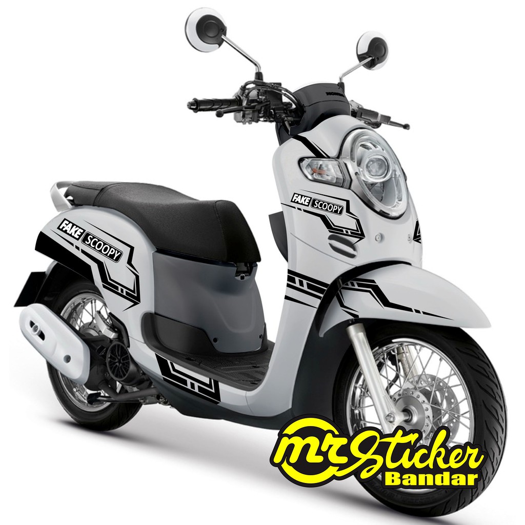 Decal Sticker Scoopy Full Body Strip Hitam Simple