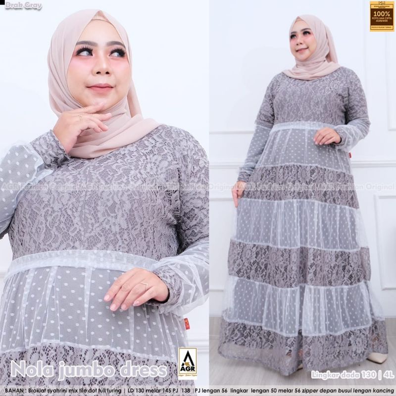 gamis nola jumbo dress fit XXXXXL