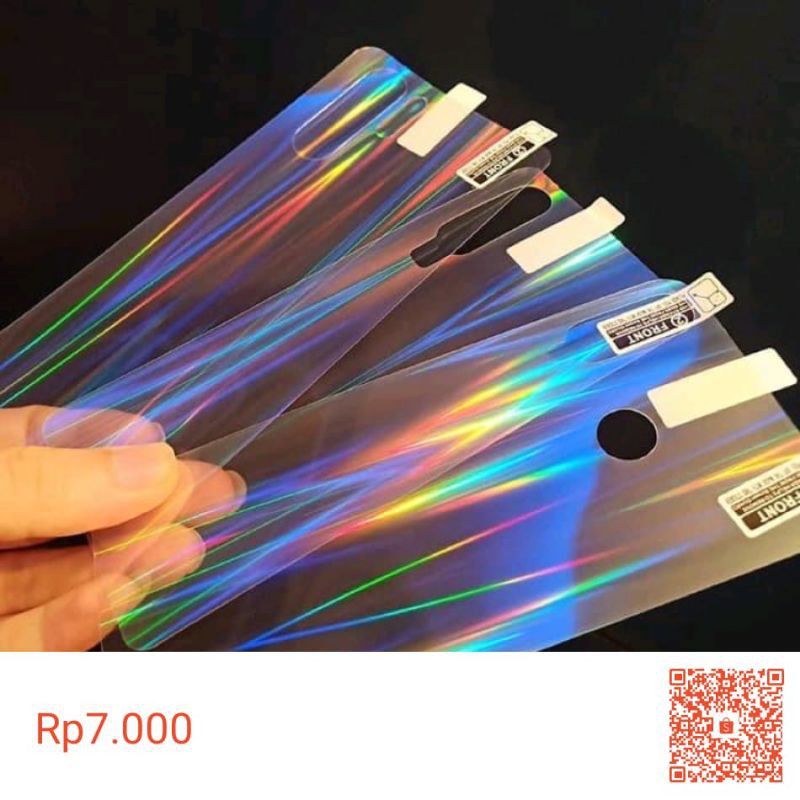 garskin skin Aurora rainbow Antigores belakang black oppo Reno 5/Samsung A21/A02S/Y51/POCO X3