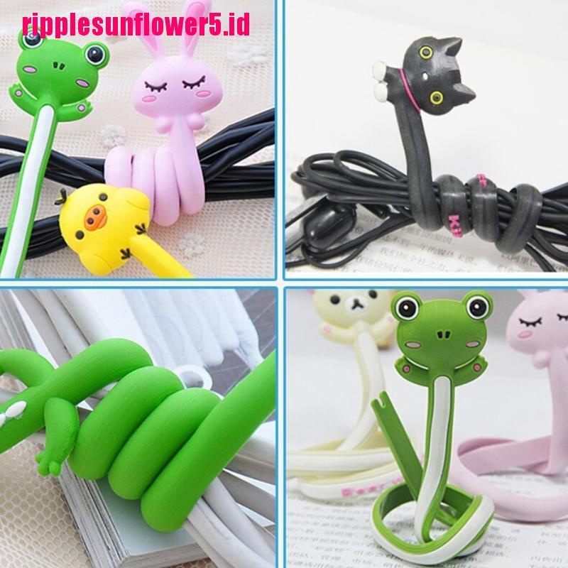 1pc Winder Organizer Kabel Earphone Desain Hewan Lucu