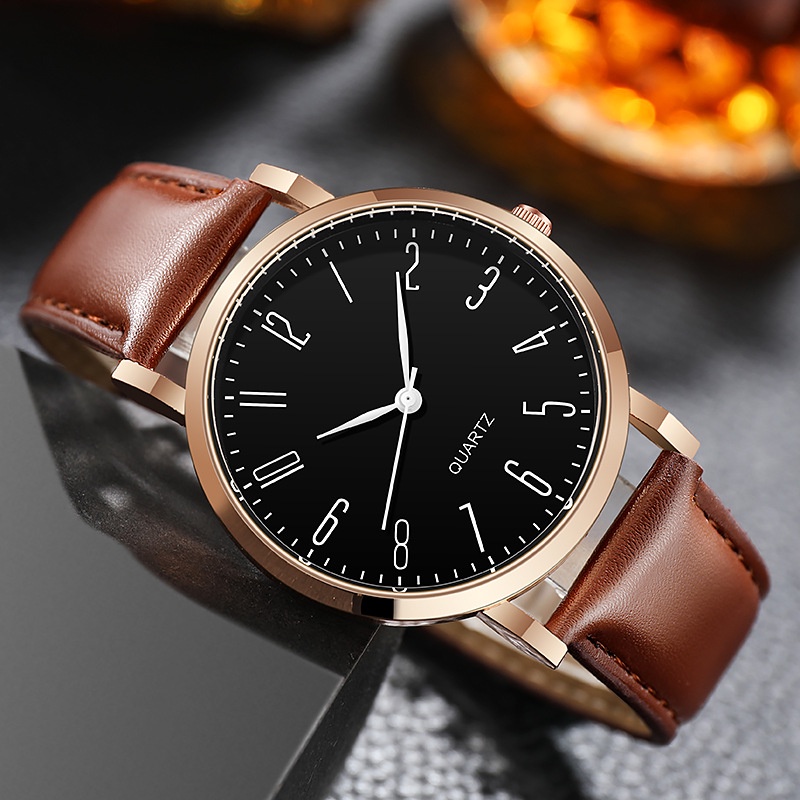 [READY] Jam Tangan Analog Pria Tali Pu Leather / Jam Tangan Pria Casual