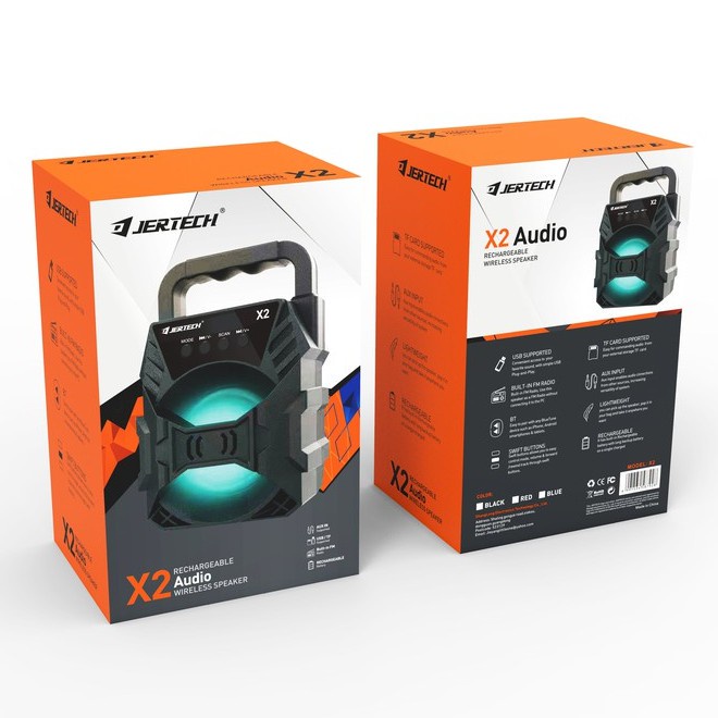 Speaker Bluetooth Tenteng Portable Jertech X2 Bisa Radio, USB, Micro SD FREE MIC