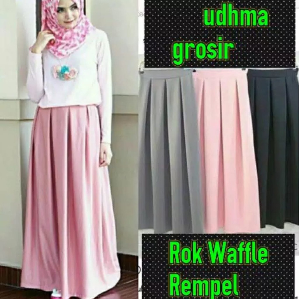 [3.3 Bundle Deals] rok polos panjang wafel / rok panjang rempel crepe